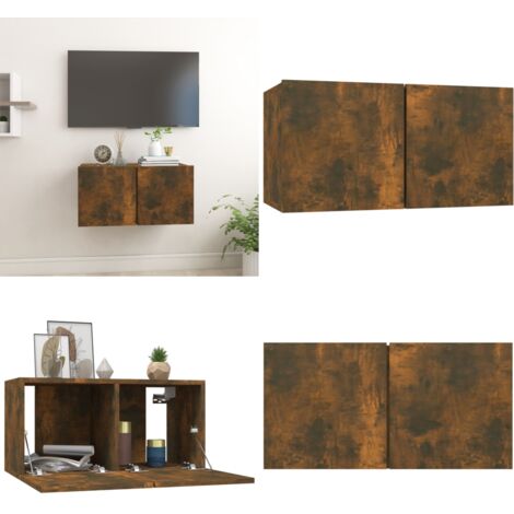 Mobile TV Pensile Rovere Fumo 60x30x30 cm in Legno Multistrato - Mobile TV - Mobile in legno
