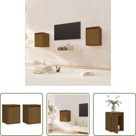 Mobile tv -  Pensili 2 pz Marrone ambra 30x30x40cm in Legno Massello di Pino