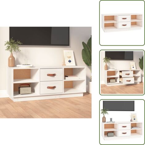 Mobile TV per casa - vidaXL Mobile Porta TV Bianco 100x34x40 cm in Legno Massello di Pino - Mobile TV moderno