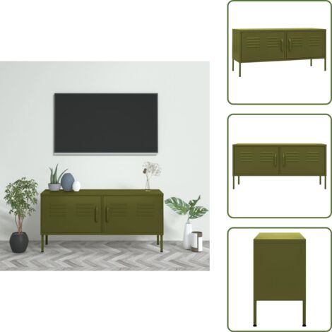 Mobile TV per casa - vidaXL Mobile TV Verde Oliva 105x35x50 cm in Acciaio - TV in acciaio verde oliva