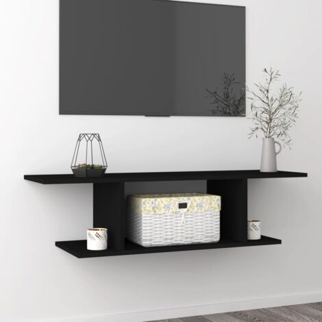 BONNEVIE Mobile TV per Salotto - Porta TV Moderno - Armadietti a Parete per TV Nero 103x30x26,5 cm -MC87144