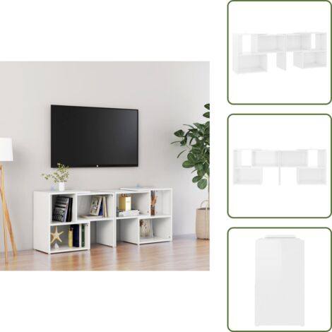 Mobile TV per soggiorno - vidaXL Mobile Porta TV Bianco Lucido 104x30x52 cm in Legno Multistrato - Mobile TV per camera da letto