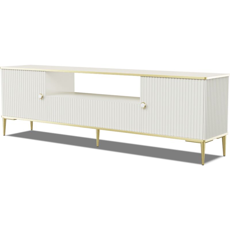 Bim Furniture - Porta tv petra 180cm 2D1S in cashmere con gambe dorate