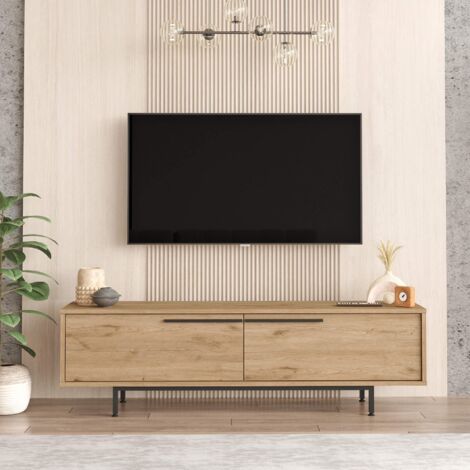 MOBILI REBECCA Mobile TV Rebecca Mobili Puka 45x160x35,5 Truciolato Ferro Rovere Chiaro Grigio Scuro Moderno