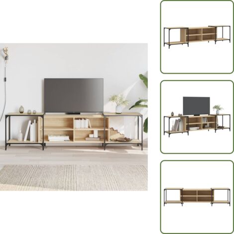Mobile TV regolabile - vidaXL Mobile Porta TV Rovere Sonoma 203x37x50 cm in Legno Multistrato - Mobile TV in metallo