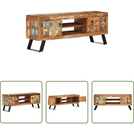 Mobile TV retro -  Mobile Porta TV 112x30x45 cm in Legno Massello di Recupero