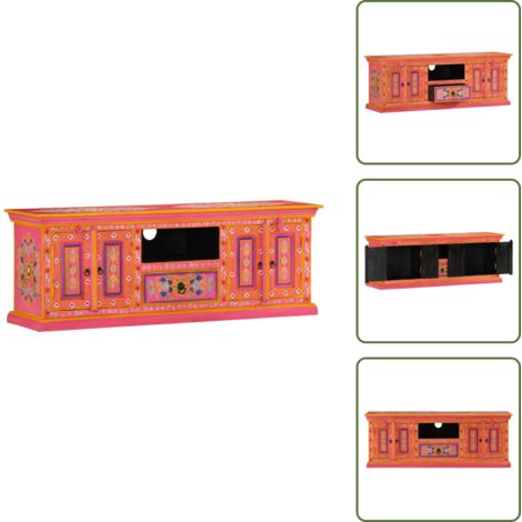 Mobile TV Retro - vidaXL Mobile Porta TV Rosa 110x30x40 cm in Legno Massello di Mango - Mobile TV in Mango