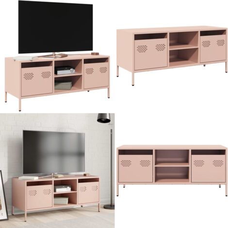 Mobile TV Rosa 101,5x39x43,5 cm in Acciaio Laminato a Freddo - Armadio TV - Armadio in acciaio