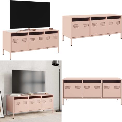Mobile TV Rosa 101,5x39x43,5 cm in Acciaio Laminato a Freddo - TV in acciaio - Mobile TV rosa