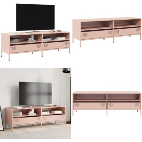 Mobile TV Rosa 135x39x43,5 cm in Acciaio Laminato a Freddo - Armadio TV - Armadio in acciaio