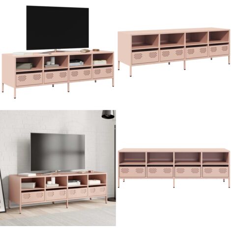Mobile TV Rosa 135x39x43,5 cm in Acciaio Laminato a Freddo - Mobile in acciaio - Mobile TV rosa