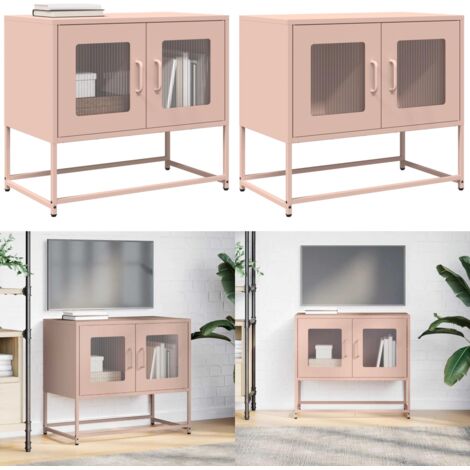 Mobile TV Rosa 68x39x60,5 cm in Acciaio Laminato a Freddo - Armadio TV - Credenza TV