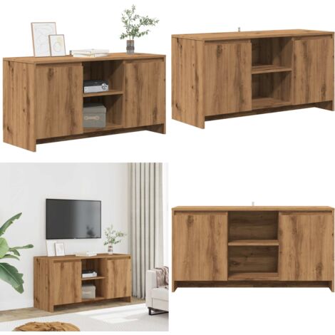 Mobile TV Rovere Artigianale 102x37,5x52,5 cm Legno Multistrato - Mobile con ripostiglio - Mobile per TV