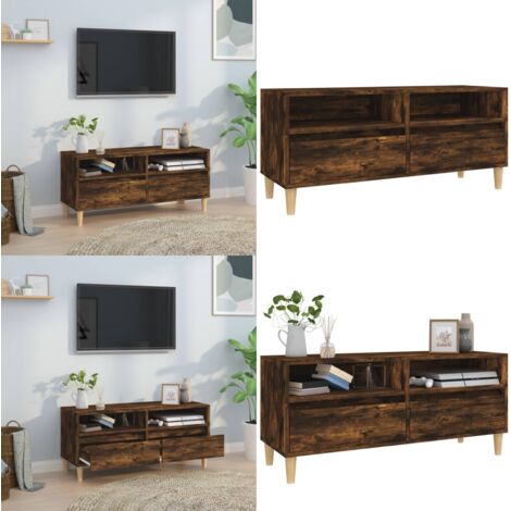 Mobile TV Rovere Fumo 100x34,5x44,5 cm in Legno Multistrato - Mobile con TV - Mobile in legno