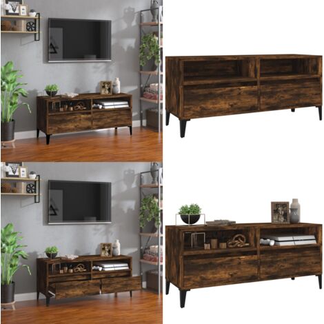 Mobile TV Rovere Fumo 100x34,5x44,5 cm in Legno Multistrato - Mobile con TV - Mobile in legno