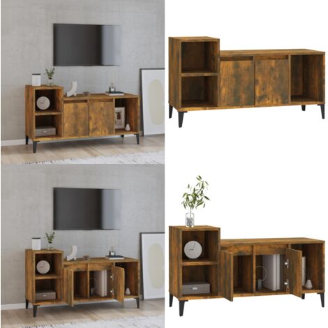 Mobile TV Rovere Fumo 100x35x55 cm in Legno Multistrato - Mobile per stereo - Mobile con scomparti