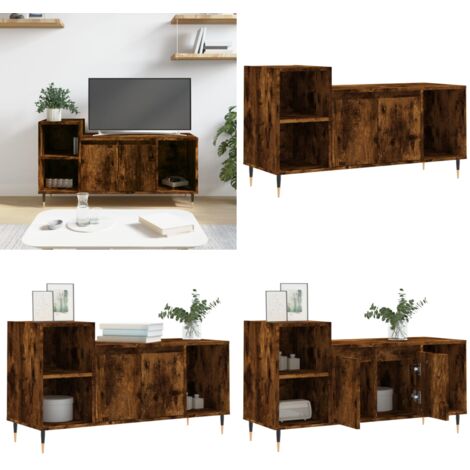 Mobile TV Rovere Fumo 100x35x55 cm in Legno Multistrato - Mobile TV - Mobile TV rovere fumo