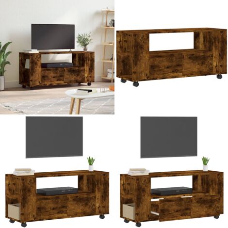 Mobile TV Rovere Fumo 102x34,5x43 cm in Legno Multistrato - Mobile TV - TV in legno multistrato