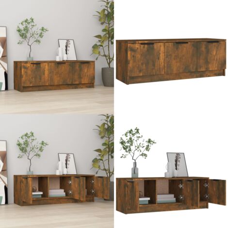 Mobile TV Rovere Fumo 102x35x36,5 cm in Legno Multistrato - Mobile TV - Mobile TV in legno