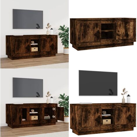 Mobile TV Rovere Fumo 102x35x45 cm in Legno Multistrato - Mobile TV - Mobile TV in legno