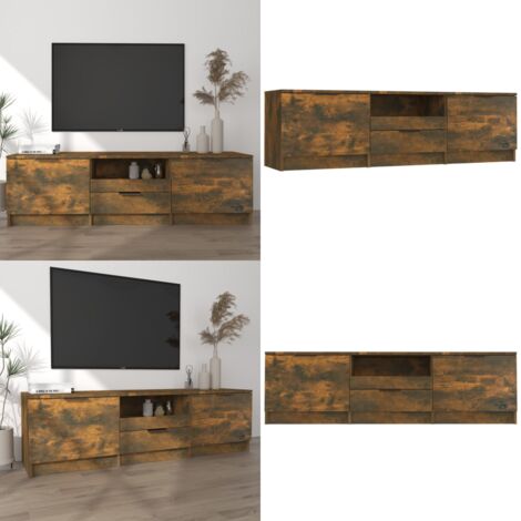 Mobile TV Rovere Fumo 140x35x40 cm in Legno Ingegnerizzato - Mobile per TV - Arredamento moderno