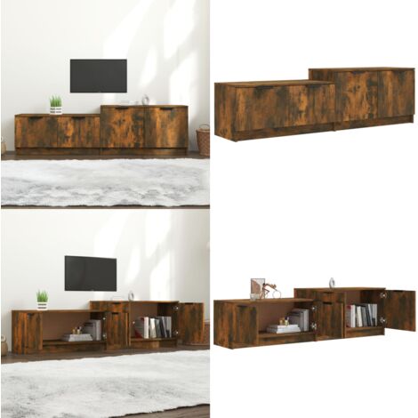 Mobile TV Rovere Fumo 158,5x36x45 cm in Legno Multistrato - Mobile TV - Arredamento moderno