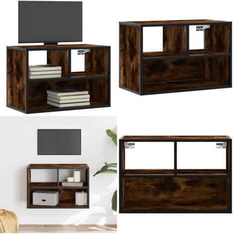 Mobile TV Rovere Fumo 60x31x39,5 cm Legno Multistrato e Metallo - TV mobile - TV in legno
