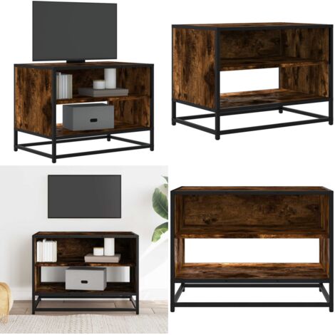 Mobile TV Rovere Fumo 61x40x46 cm Legno Multistrato e Metallo - TV mobile - Mobile con ripiano