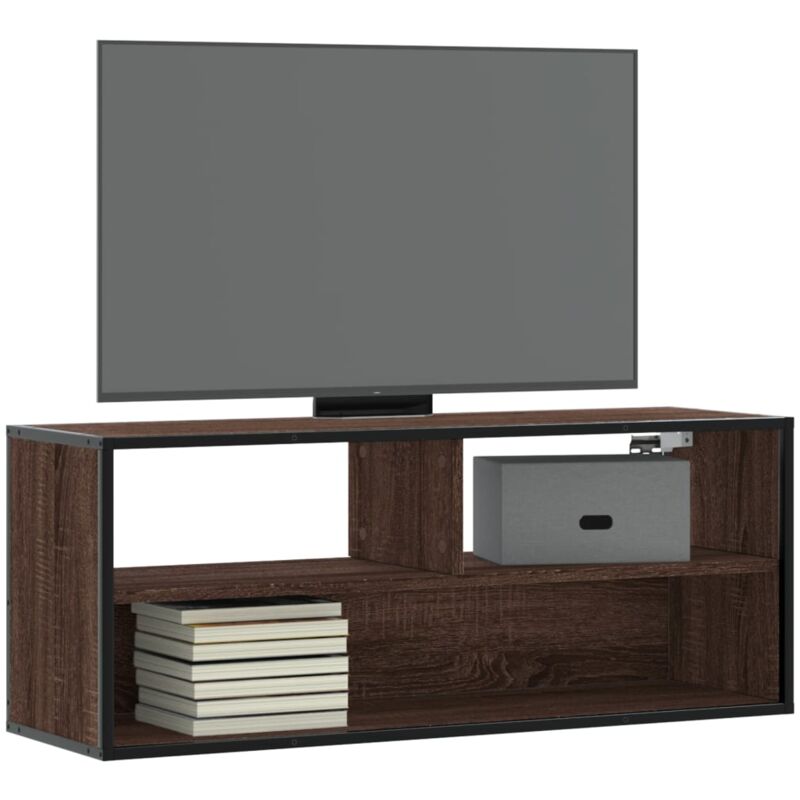 Mobile tv Rovere Marrone 100x31x39,5 cm in Truciolato e Metallo