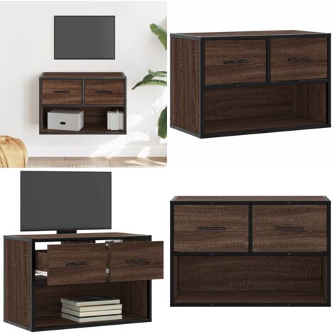 Mobile TV Rovere Marrone 60x31x39,5cm in Truciolato e Metallo - TV mobile - TV in legno