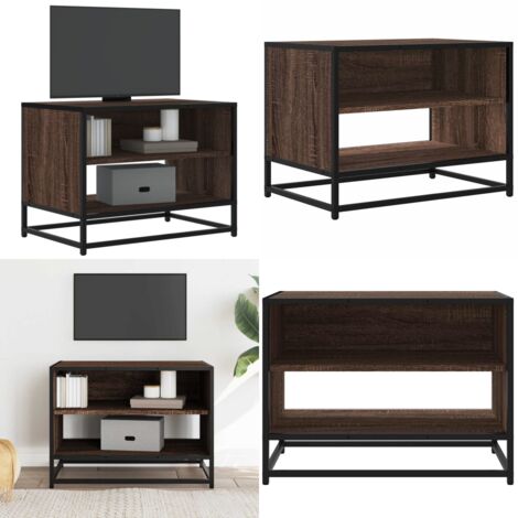 Mobile TV Rovere Marrone 61x40x46 cm Legno Multistrato Metallo - TV Rack - Mobile TV Rovere
