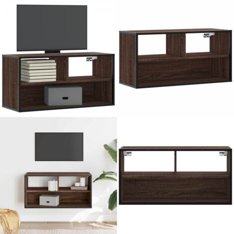 Mobile TV Rovere Marrone 80x31x39,5cm Legno Multistrato Metallo - Mobile TV - TV a parete