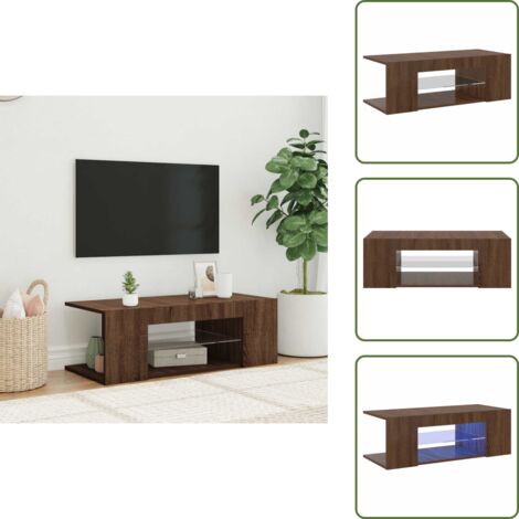 Mobile TV Rovere Marrone - vidaXL Mobile Porta TV con Luci LED Rovere Marrone 90x39x30 cm - Mobile TV con Luci LED