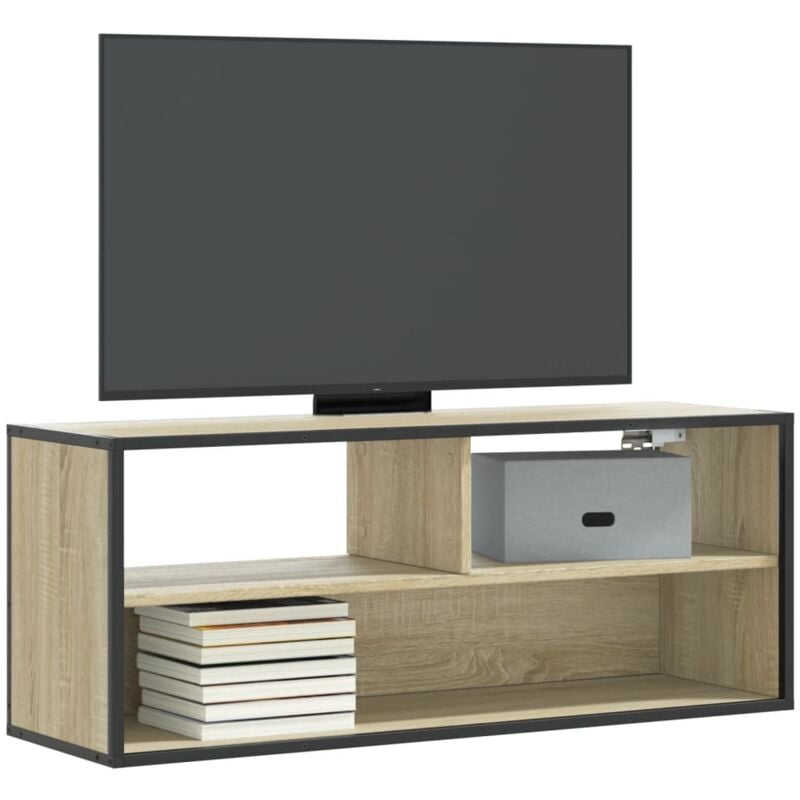 Mobile TV Rovere Sonoma 100x31x39,5cm Legno Multistrato Metallo