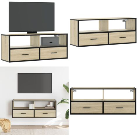 Mobile TV Rovere Sonoma 100x31x39,5cm Legno Multistrato Metallo - TV a parete - Mobile TV