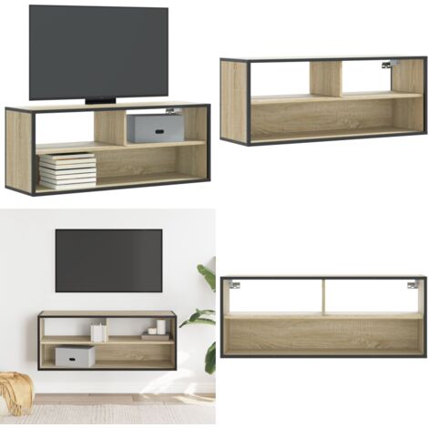 Mobile TV Rovere Sonoma 100x31x39,5cm Legno Multistrato Metallo - TV a parete - Mobile TV