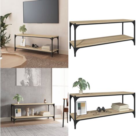 Mobile TV Rovere Sonoma 100x33x41cm Legno Multistrato e Acciaio - Arredamento industriale - Mobile con TV