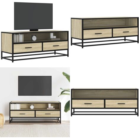 Mobile TV Rovere Sonoma 100x34,5x40cm Legno Multistrato Metallo - Mobile con TV - Mobile in metallo