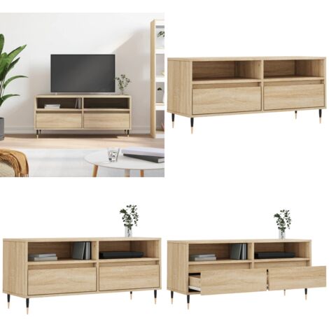 Mobile TV Rovere Sonoma 100x34,5x44,5 cm in Legno Multistrato - Mobile con ripostiglio - Mobile da salotto