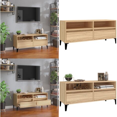 Mobile TV Rovere Sonoma 100x34,5x44,5 cm in Legno Multistrato - Mobile con TV - Mobile in legno