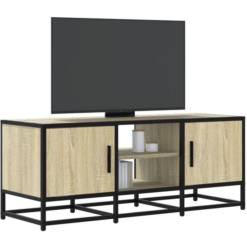 Mobile tv Rovere Sonoma 100x35x41 cm Legno Multistrato Metallo