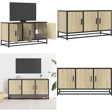 Mobile TV Rovere Sonoma 100x35x50 cm Legno Multistrato Metallo - Mobile con ripiano - Mobile in metallo