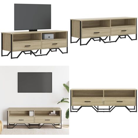 Mobile TV Rovere Sonoma 122x34x41 cm in Legno Multistrato - Credenza TV - Mobile TV in legno