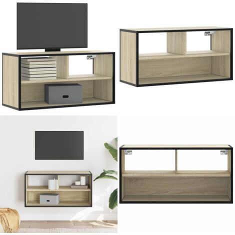 Mobile TV Rovere Sonoma 80x31x39,5 cm Legno Multistrato Metallo - TV a parete - Mobile TV