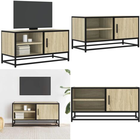 Mobile TV Rovere Sonoma 80x34,5x40 cm Legno Multistrato Metallo - TV mobile - Mobile con ripiano