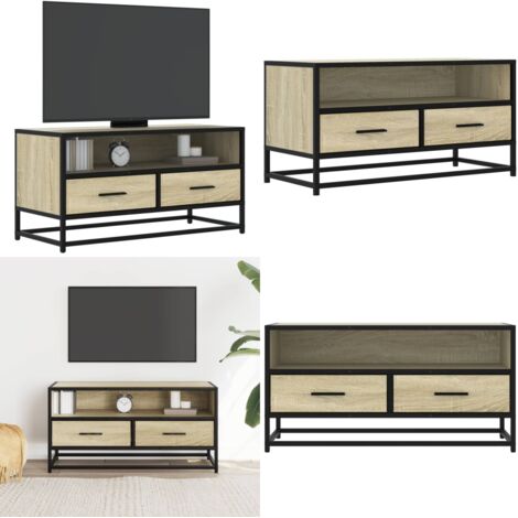 Mobile TV Rovere Sonoma 80x34,5x40 cm Legno Multistrato Metallo - TV mobile - Mobile con ripiano