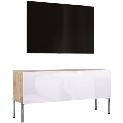 Mobile TV : Rovere Wotan / Nero Opaco, gambe dorate, 100 x 52 x 32 cm