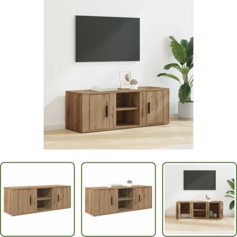 Mobile TV rustico -  Mobile TV Rovere artigianale 100 x 31,5 x 35 cm