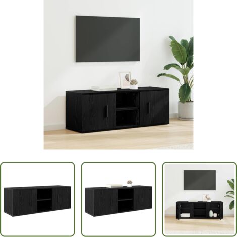 Mobile TV rustico -  Mobile TV Rovere Nero 100 x 31,5 x 35 cm Legno multistrato