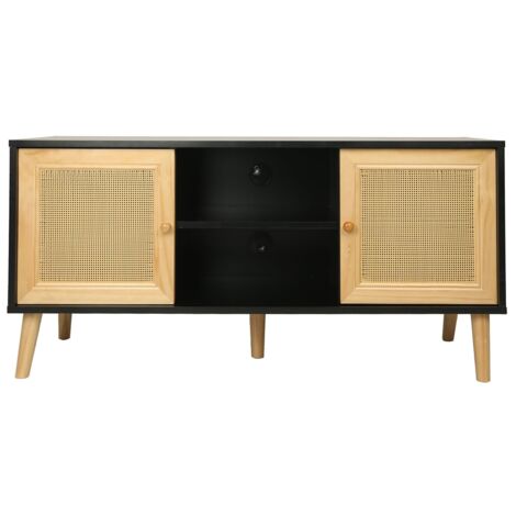 Mobile TV scandinavo in canna "Iguana" - 120 x 30 x 56,5 cm - Nero